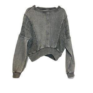 Alter'd State olive sz knit/crochet oversized XXS slouchy boho sweatshirt #1717